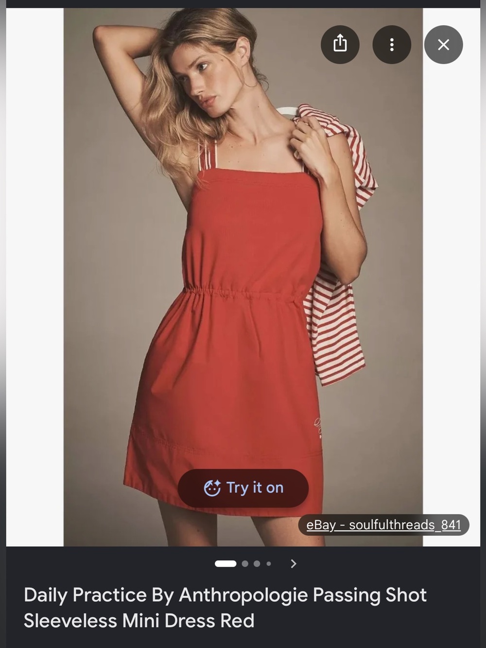 Anthropologie coral-red sleeveless casual mini dress